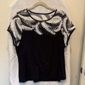 White House Black Market Black Top with White Pattern